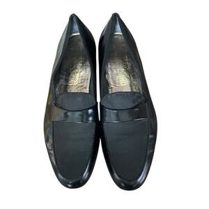 Salvatore Ferragamo Antoane Tuxedo Black Patent Leather Loafer Shoes size 10